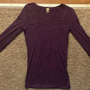 BKE Woman’s Md Purple Long Sleeve Shirt Cut Out Designs Cuffed Sleeves Like New